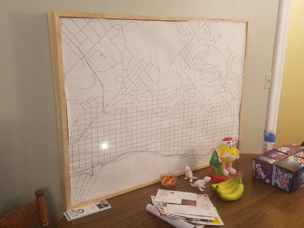 the bus tracker map sitting on a table